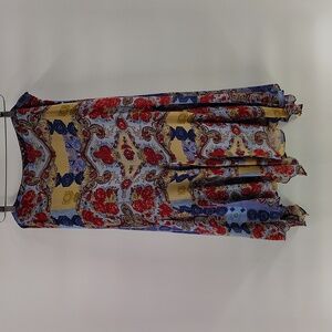 Anu by Natural Boho Festival Midi Skirt Medium Multicolor Blue Floral Print